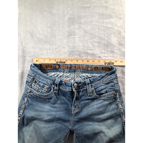 Rock Revival Womens Size 29 Medium Wash Low Rise Easy Crop Denim Jeans - Picture 3 of 4